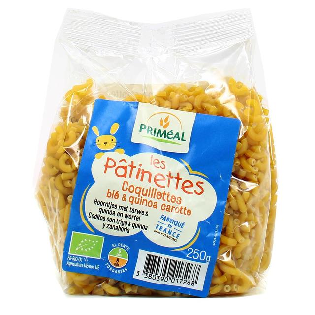 3380390017268 - Priméal - Les patinettes, coquillettes quinoa carotte, bio