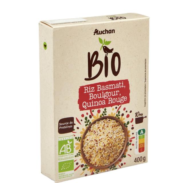 3596710418268 - Auchan BIO - Riz basmati boulgour quinoa rouge Bio prêt en 10 min