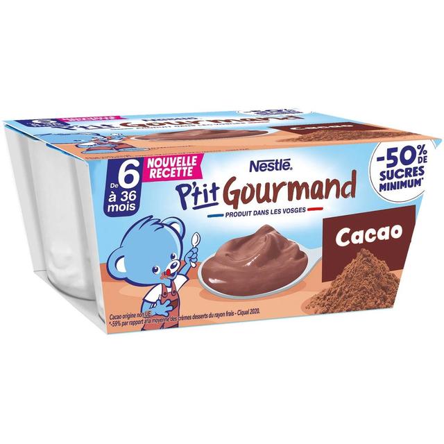 8445291538368 - Nestlé - P'tit Gourmand - Dessert Lacté Cacao Coupelle Bébé dès 6 mois