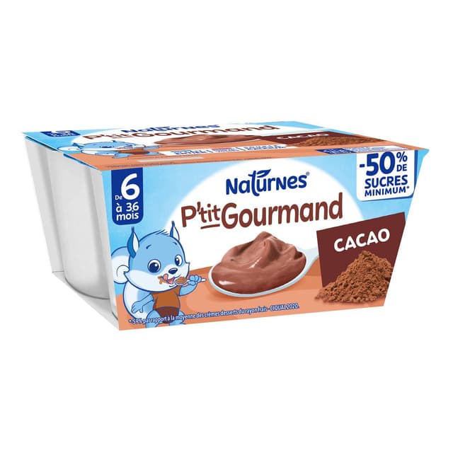 8445291538368 - Naturnes® - P'tit Gourmand - Dessert Lacté Cacao Coupelle Bébé dès 6 mois