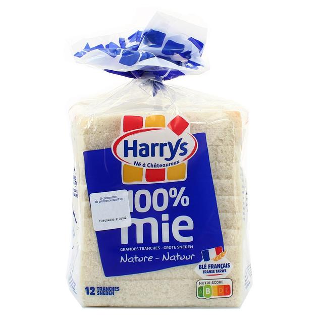 3228857000869 - Harrys - Pain de Mie Nature Grande Tranche 100% Mie Sans Croûte