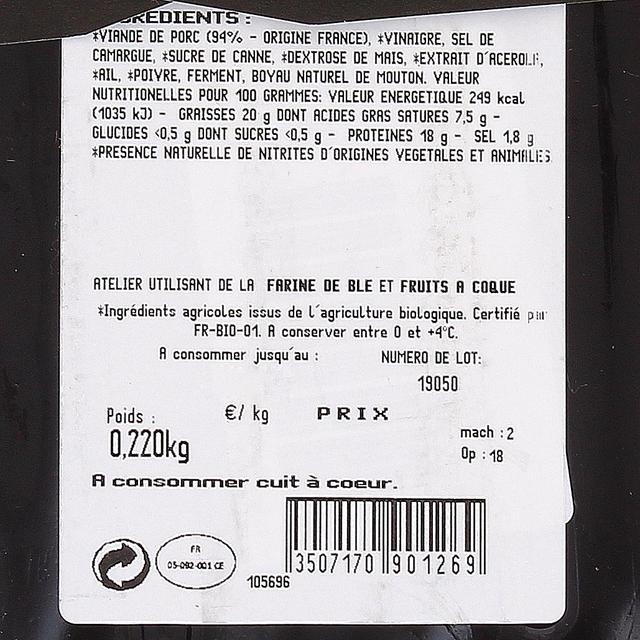 3507170901269 - Rostain - Chipolatas Bio Sans Nitrite Ajouté