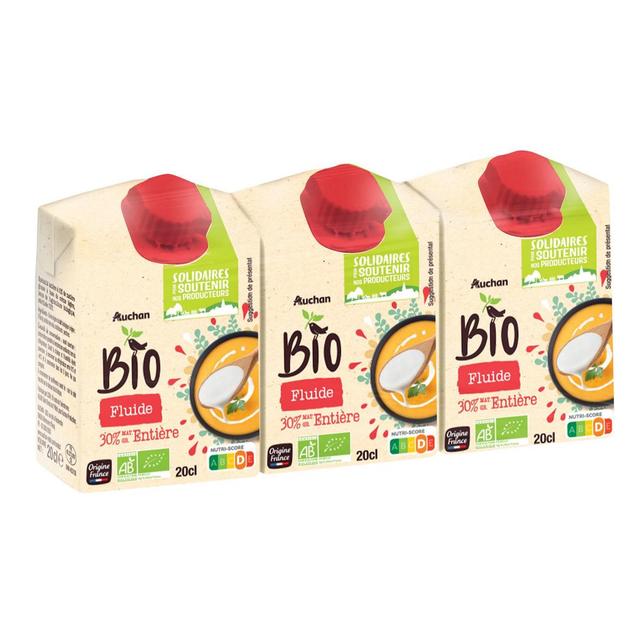 3596710483969 - Auchan BIO - Crème fluide entière bio 30%mg UHT