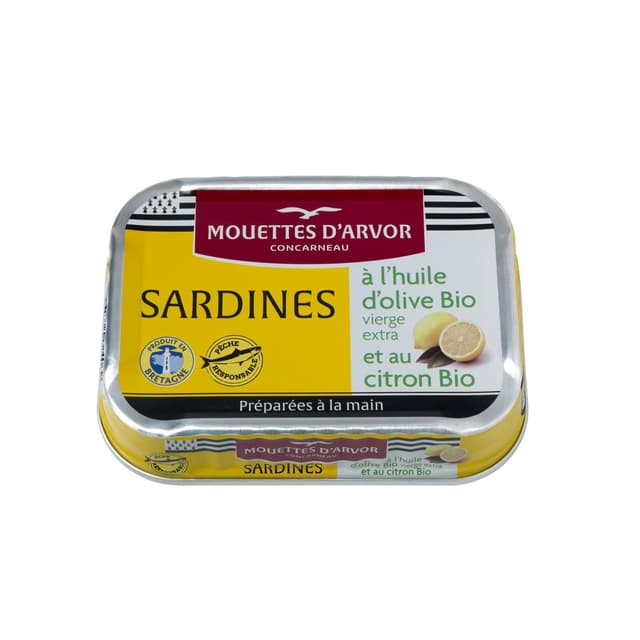 3365624024069 - Les Mouettes d'Arvor - Sardines à l'huile d'olive vierge extra et citron en conserve