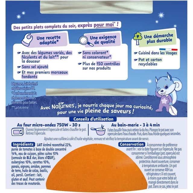 7613032725969 - Naturnes® - P'tit Souper - Aubergines Tomates Pâtes Bol Bébé Dès 8 mois