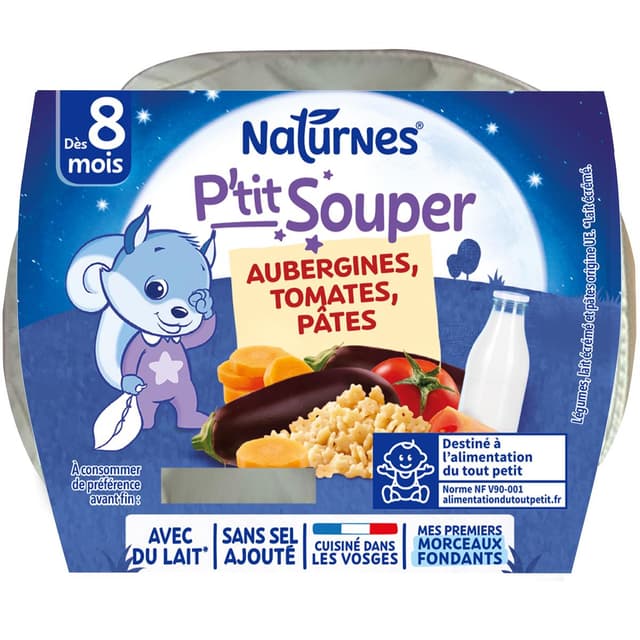 7613032725969 - Naturnes® - P'tit Souper - Aubergines Tomates Pâtes Bol Bébé Dès 8 mois