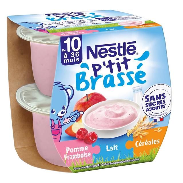8445291116269 - Nestlé - P'tit Brassé - Dessert Lacté Pomme Framboise Céréales Sans Sucre Ajouté Bol Bébé Dès 10 mois