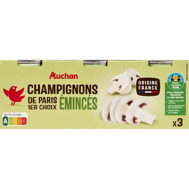 3596710356669 - Auchan - Champignons de Paris émincés 1er choix en conserve