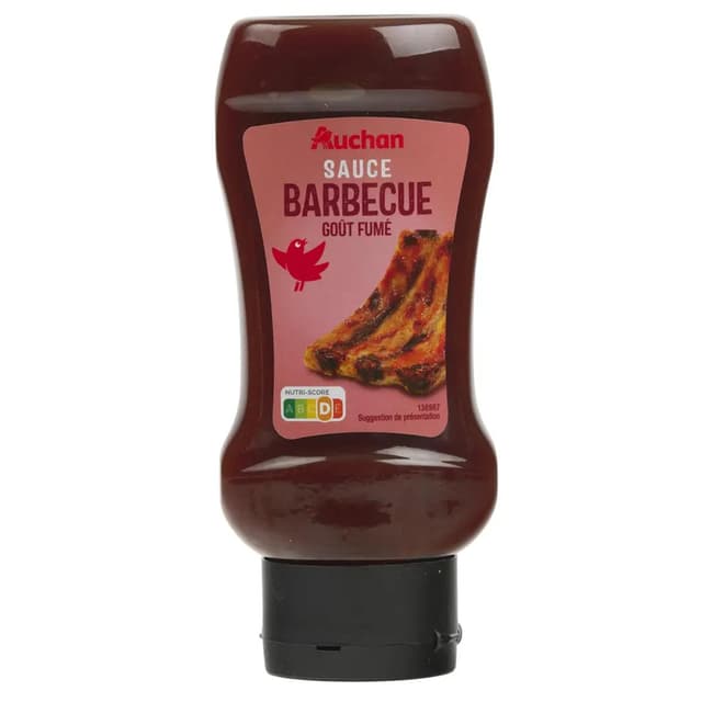 3596710566969 - Auchan - Sauce barbecue goût fumé en flacon souple Squeeze Top Down