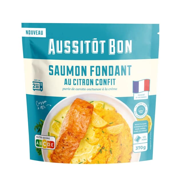 3701565400270 - Aussitôt Bon - Saumon Fondant au Citron Confit, Purée de Carotte onctueuse à la Crème