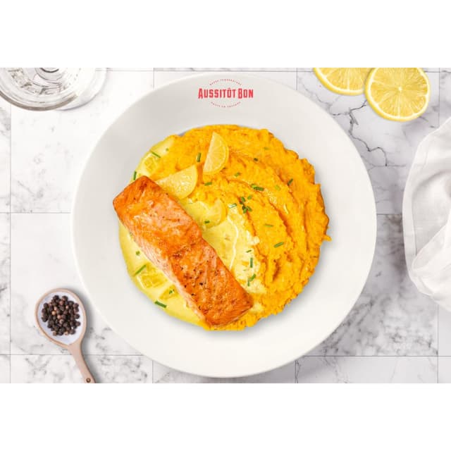 3701565400270 - Aussitôt Bon - Saumon Fondant au Citron Confit, Purée de Carotte onctueuse à la Crème