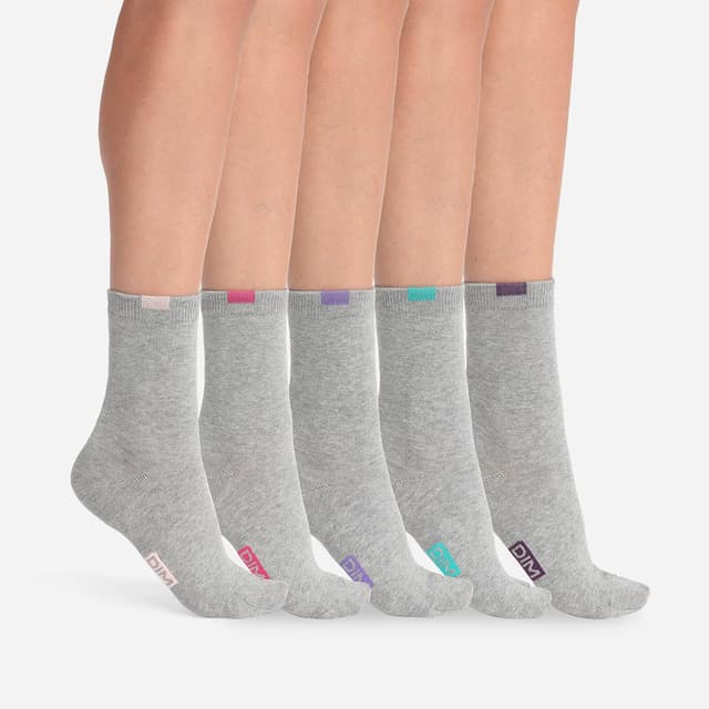 3610862412070 - Dim - Chaussettes femme coton mélangé Gris Clair