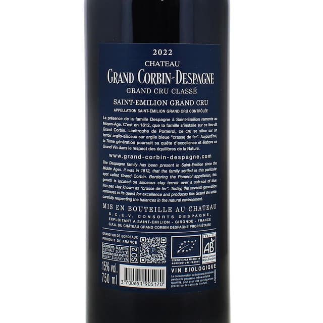3700651905170 - Saint Emilion Grand Cru AOC - Château Grand Corbin Despagne