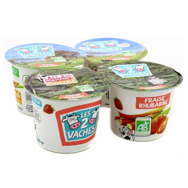 3661344267770 - Les 2 Vaches - Yaourt Bio Fraise Rhubarbe