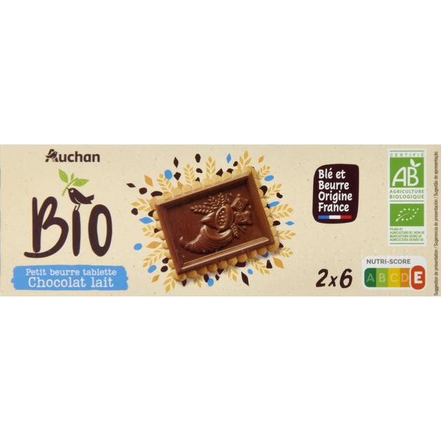 3596710451371 - Auchan BIO - Biscuits petit beurre avec tablette de chocolat au lait bio
