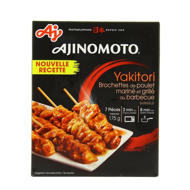 3700417301871 - Ajinomoto - Yakitori- 7 Brochettes de poulet mariné et grillé au barbecue