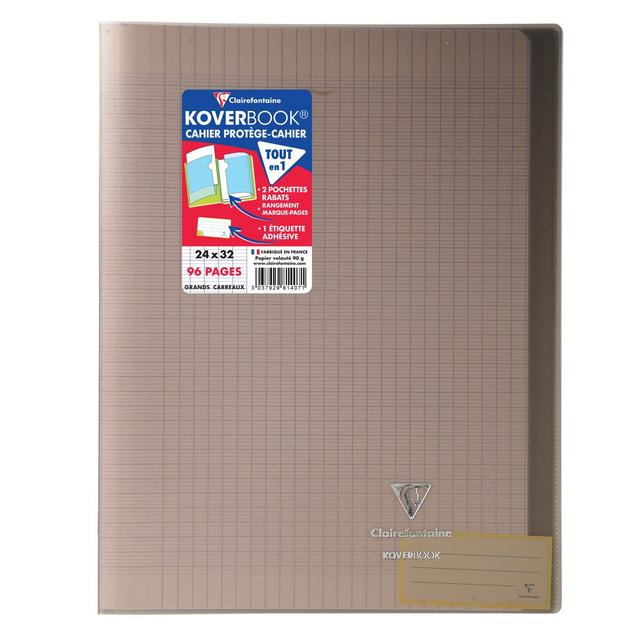 3037929814071 - Clairefontaine - Cahier kover book 24 x 32 cm grands carreaux noir translucide