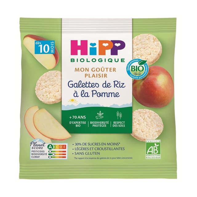 4062300266971 - Hipp - Mon Goûter Plaisir - Galettes de Riz à la Pomme Bio Bébé Dès 10 mois