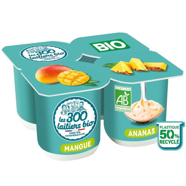 3523230047371 - Les 300 laitiers bio - Yaourt Mangue Ananas