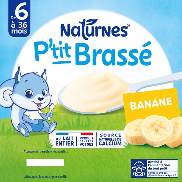 7613035009271 - Naturnes® - P'tit Brassé - Dessert Lacté Banane Coupelle Bébé Dès 6 mois