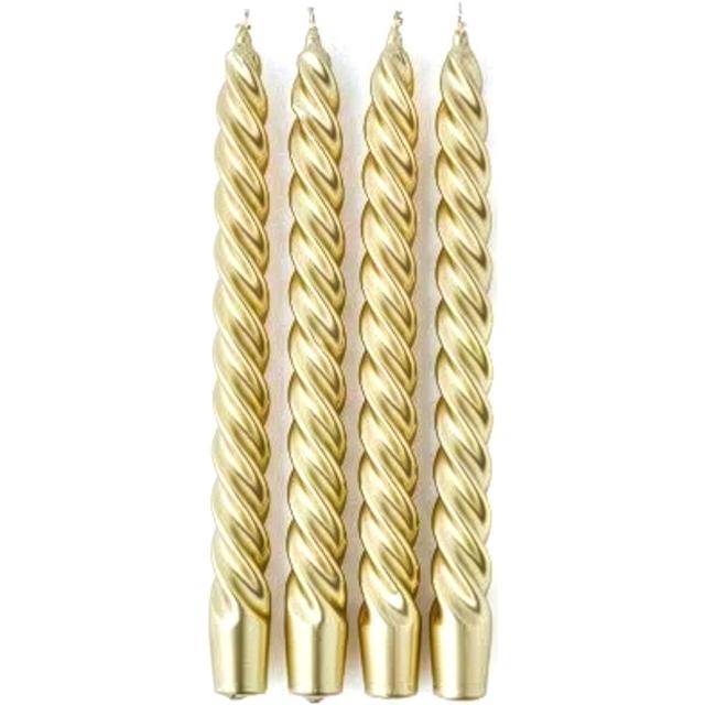 3482356749371 - Ambiances Devineau - Bougies flambeaux torsadées or en boite carton