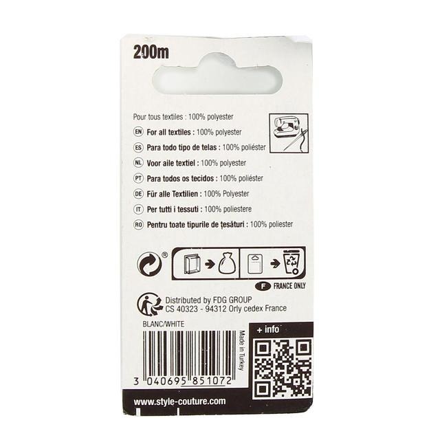 3040695851072 - Style couture - Fil polyester multi-usages blanc