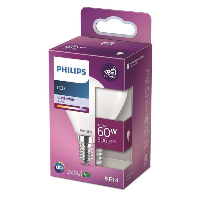 8718699762872 - Philips - Ampoule E14- 6,5W LED Classique Dépolie Blanc Froid