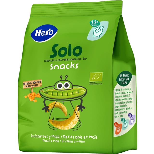 8410175083272 - Hero Solo - Snack Petit Pois et Maïs Bio Bébé Dès 10 Mois