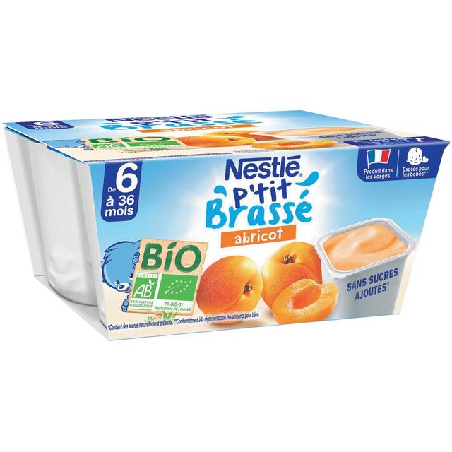 7613287053572 - Nestlé - P'tit Brassé - Dessert Lacté Abricot Bio Coupelle Bébé Dès 6 mois