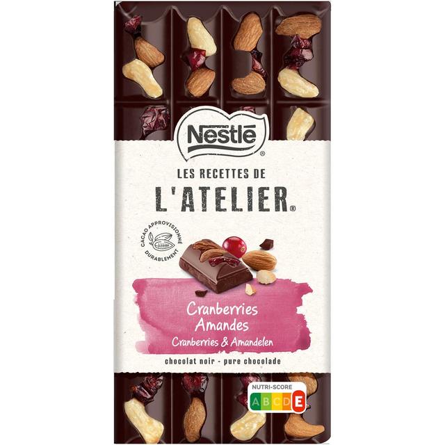 7613037984972 - Nestlé Les Recettes de l'Atelier - Chocolat noir cranberries et amandes