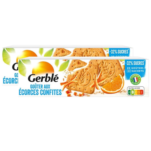 3251491787803 - Gerblé Teneur Réduite - 20 Goûters aux écorces confites -35% de sucres en moins