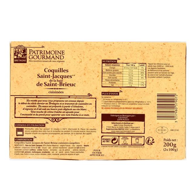 3257980579072 - Patrimoine Gourmand - 2 Coquilles Saint-Jacques cuisinées de la Baie de Saint Brieuc