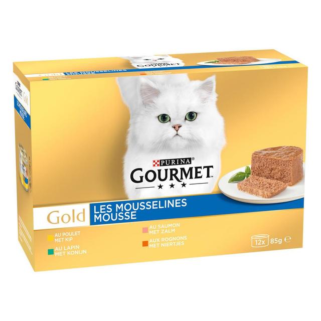 3222270550673 - Purina - Gourmet Gold - Boites Mousseline Poulet, Saumon, Rognons, Lapin pour chat