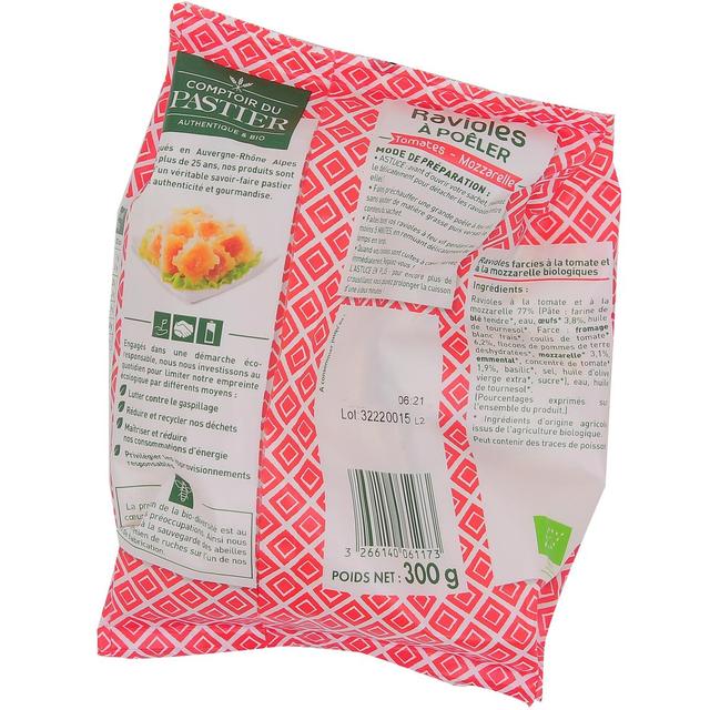 3266140061173 - Comptoir Du Pastier - Ravioles à Poêler, Tomates Mozzarelle Bio