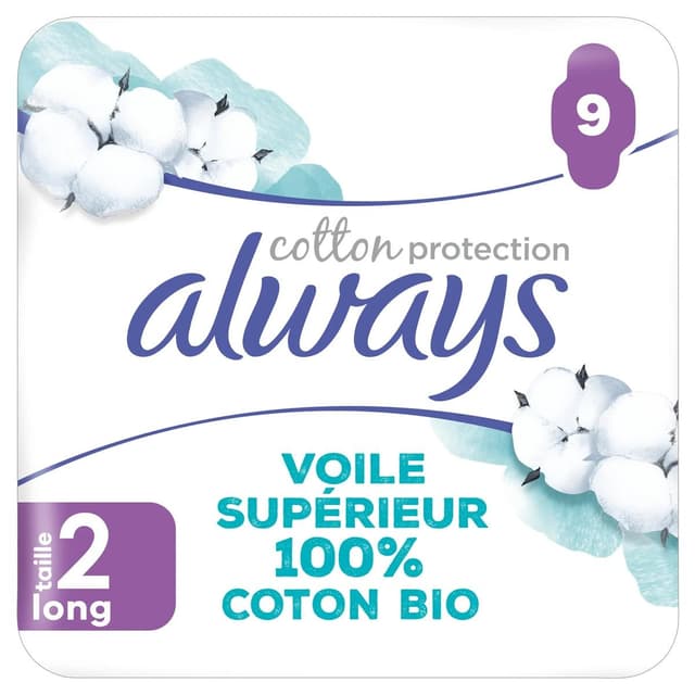 8006540231173 - Always - Serviettes Hygiéniques avec Ailettes Long Taille 2 Coton Bio