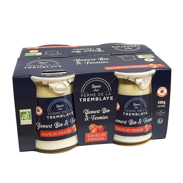 3565430004495 - La Ferme de la Tremblaye - Yaourt Fermier Bio Brassé Saveur Fraise