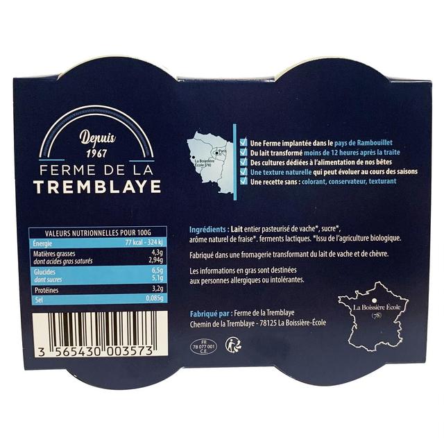 3565430004495 - La Ferme de la Tremblaye - Yaourt Fermier Bio Brassé Saveur Fraise