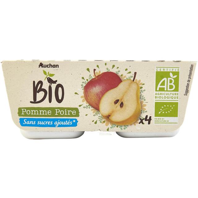 3596710338573 - Auchan BIO - Pomme poire bio sans sucres ajoutés