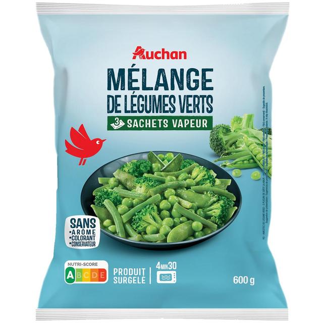 3596710548873 - Auchan - Mélange de légumes verts vapeur en sachet individuel