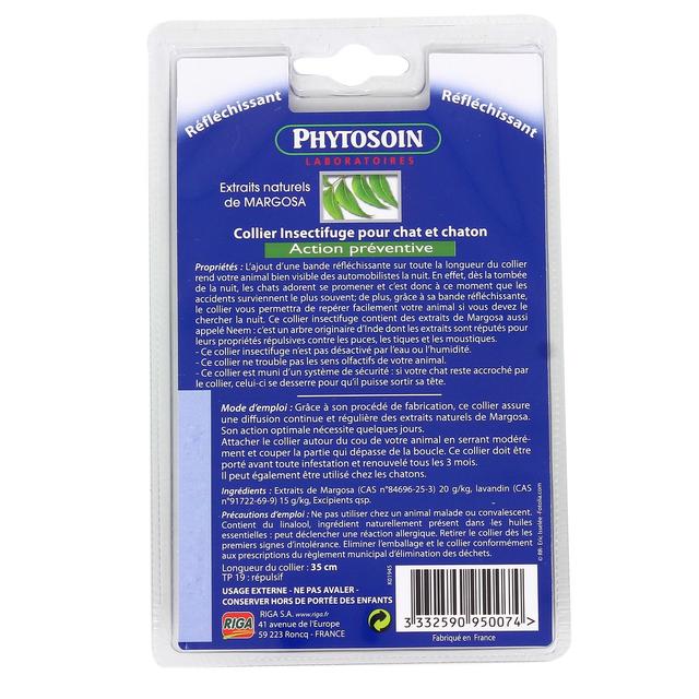 3332590950074 - Phytosoin - Collier insectifuge phosphorescent et élastique pour chats