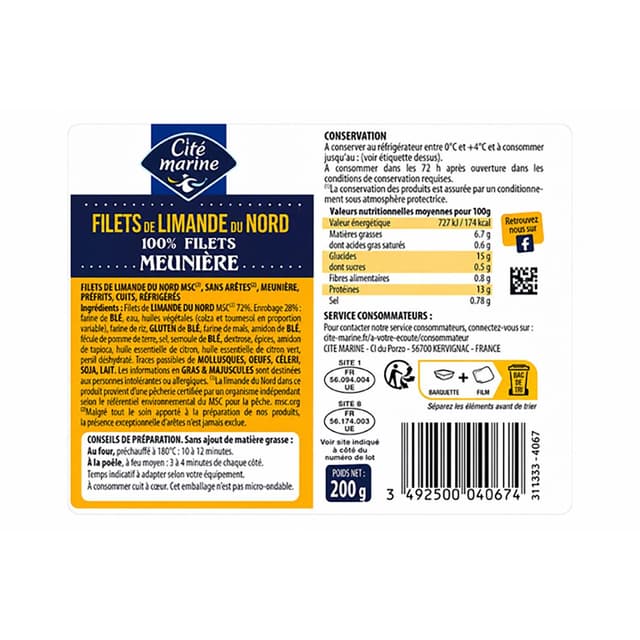 3492500040674 - Frais Embal - Filet de Limande du Nord