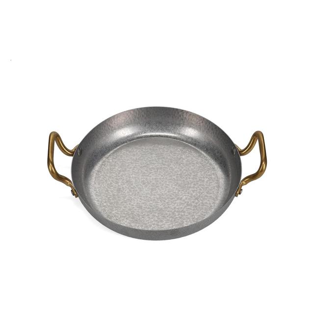 5410595775774 - Collection Serve - Plat à servir 24 x H 5 cm avec poignée dorée martelée argent antique Serve