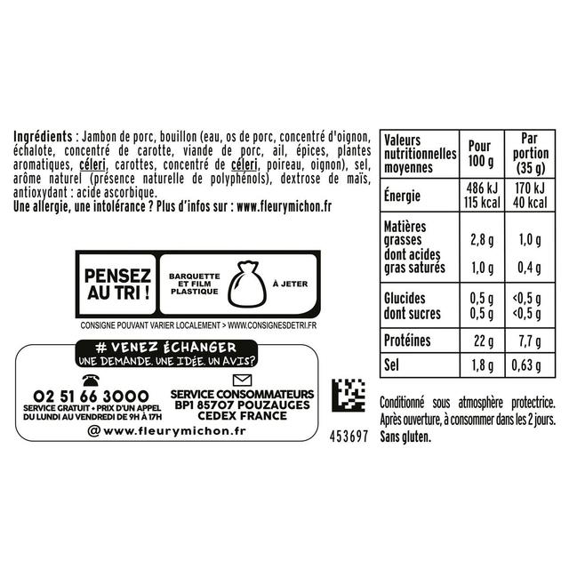 3302740047374 - Fleury Michon - Jambon Supérieur Cuit à l'Etouffée Conservation Sans Nitrite