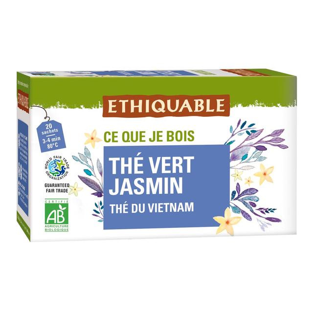 3760091727374 - Ethiquable - Commerce Equitable - Thé Vert Jasmin du Vietnam Bio - 20 sachets