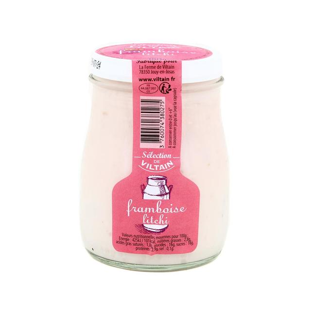 3760074380275 - Ferme de Viltain - Yaourt Lait Entier Framboise - Litchi