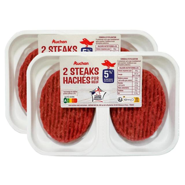 2050000411175 - Auchan - Steaks Hachés Pur Boeuf 5%MG