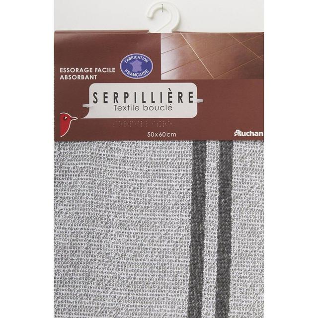 3596710341375 - Auchan - Serpillière coton en textile bouclé 50x60cm