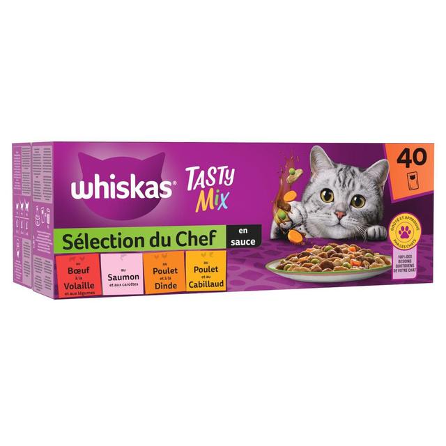 4770608262075 - Whiskas - Sachets en Sauce Tasty Mix Sélection du Chef 4 variétés pour chat adulte