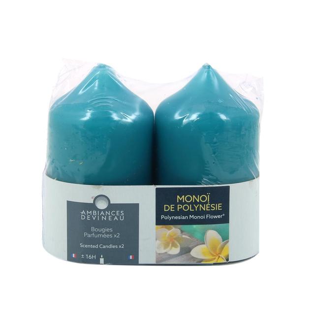3482356614709 - Ambiances Devineau - 2 bougies cylindrique Monoï de Polynésie
