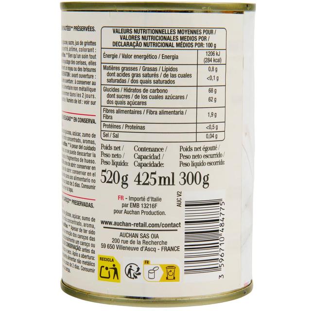 3596710484775 - Auchan Tavola In Italia - Cerises amarena dénoyautées au sirop